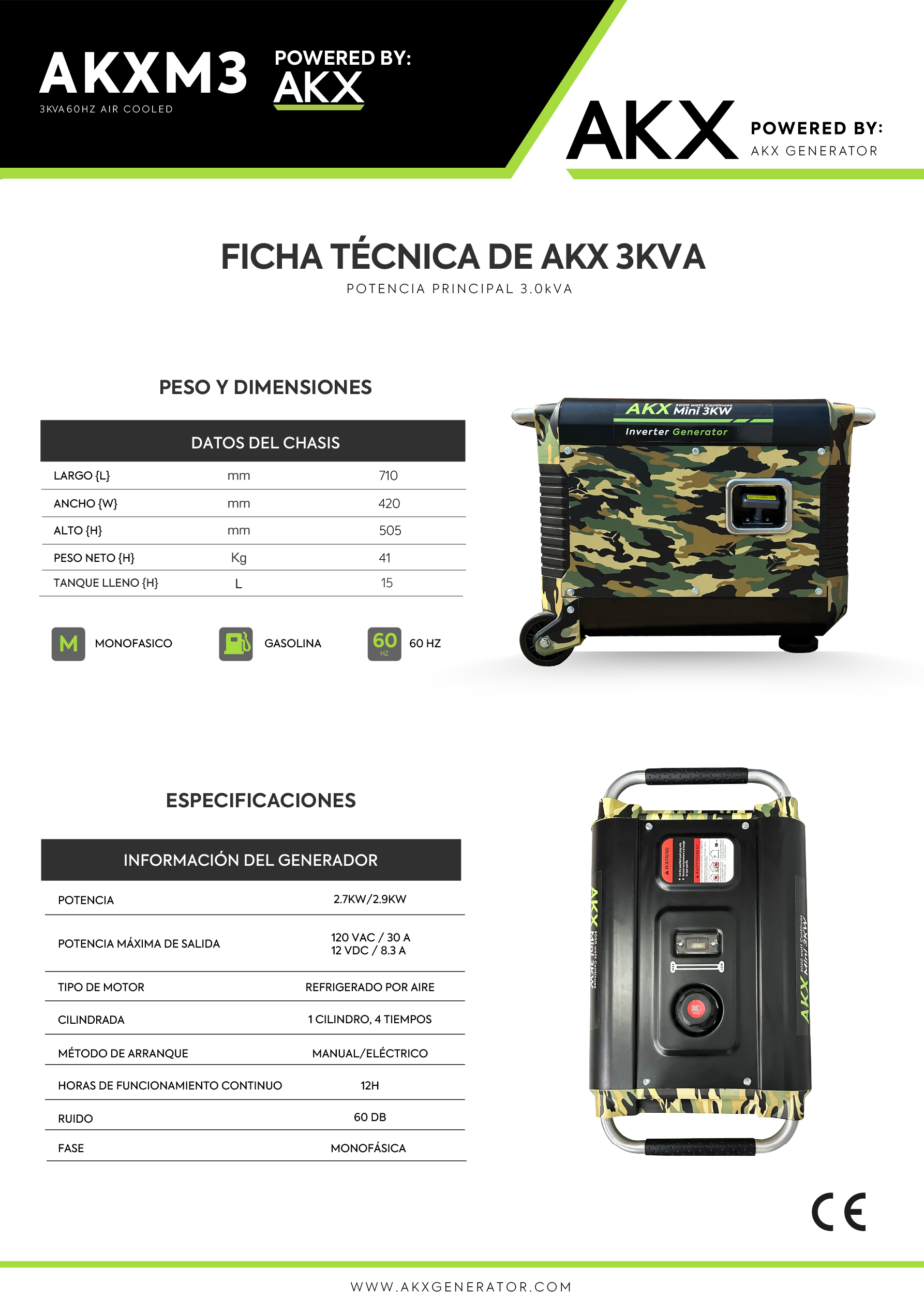 Focha tecnica- generador 3KVA -AKX-generator