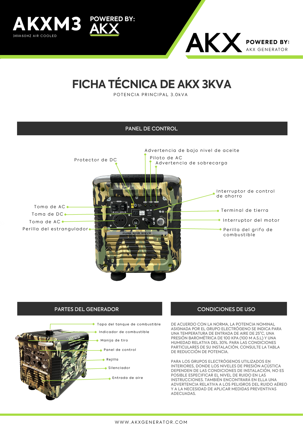 Focha tecnica- generador 3KVA -AKX-generator